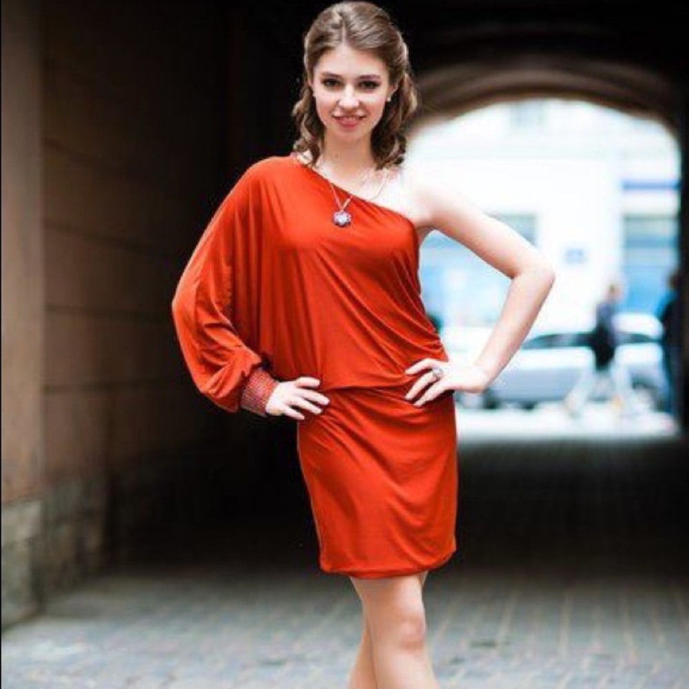 Dark orange cocktail dress